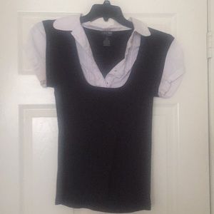 SMOKE FREE HOUSE Black and White layered look top